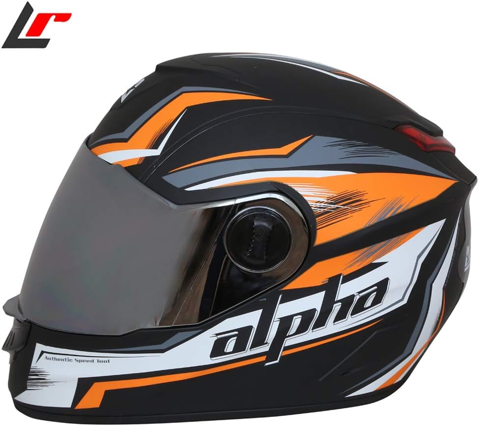 Lonerider Alpha Full Face ISI Helmet with Rainbow Visor, 580 MM (Black, Orange)