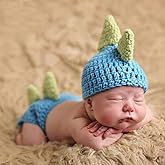 sanderala Newborn Photography Props Crocheted Baby Boy Dinosaur Outfit Handmade Knitted Photo Prop Infant Accessories (3-12 Months)