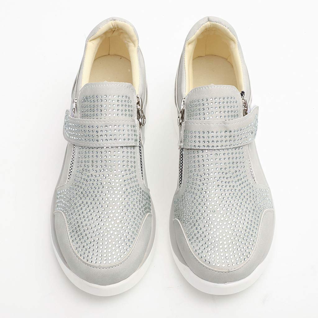 Wedges Zipper Sneakers Fashion Crystal Casual Flat Walking