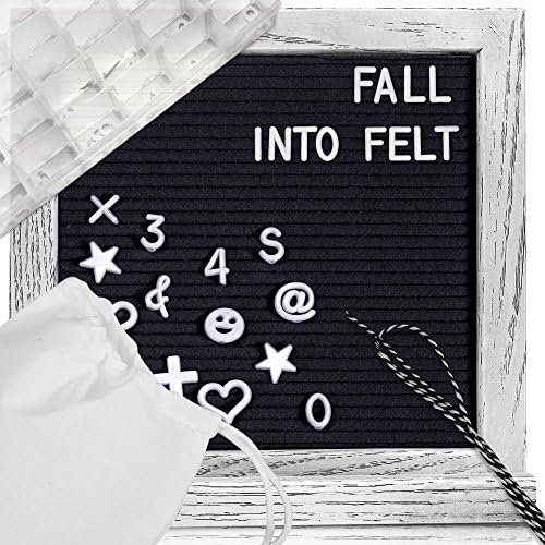 Changeable Letter Board Felt Message-Board – Handsome White Oak Wood Letterboard with 346 Letters and Emojis, Stand, Tight-Fit Black Felt, 10x10 inch