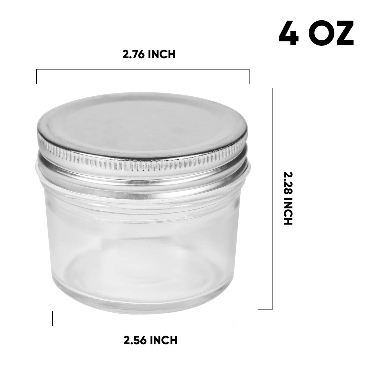 Accguan 4oz Glass Jars With Lids(Silver),Mason Jars,glass jars with lids,Ideal For Honey,Jam,Baby Foods,Wedding Favor,DIY Magnetic Spice Jars,Mini Spice Jars For Kitchen,Set of 40