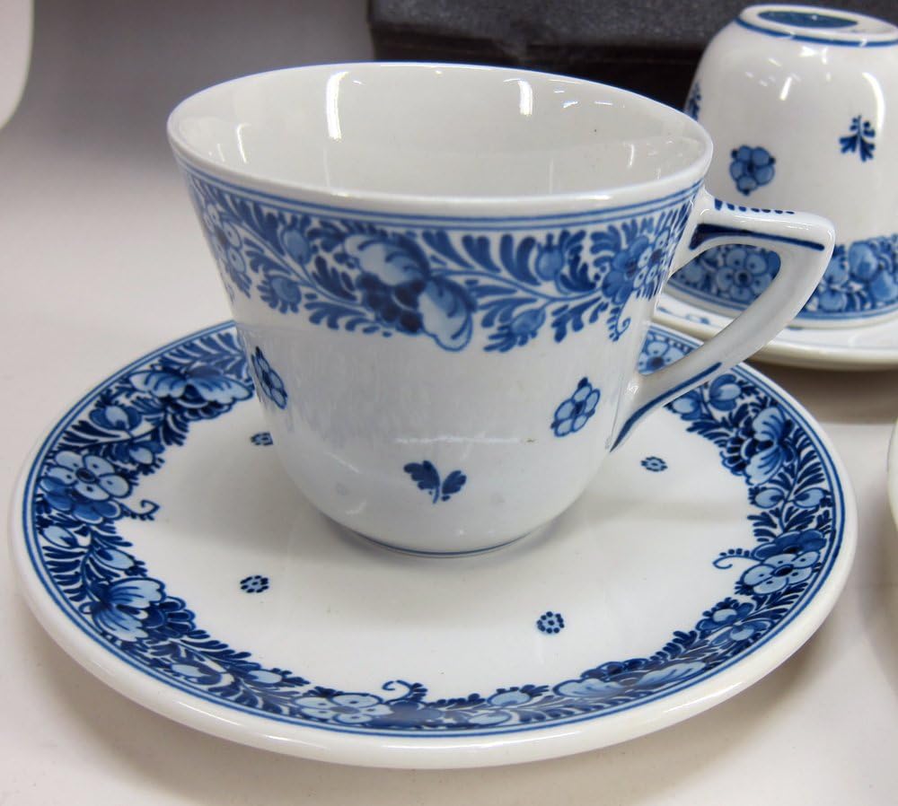 Amazon ロイヤルデルフト Delft ハンドペイント カップ ソーサー プレート各2セット カップ ソーサー オンライン通販