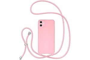UEEBAI Crossbody Lanyard Phone case for iPhone 11 6.1 inch, Silicone Phone Cover with Adjustable Necklace Strap Soft Belt Neck Cord Lanyard Shockproof Protective Case - Pink