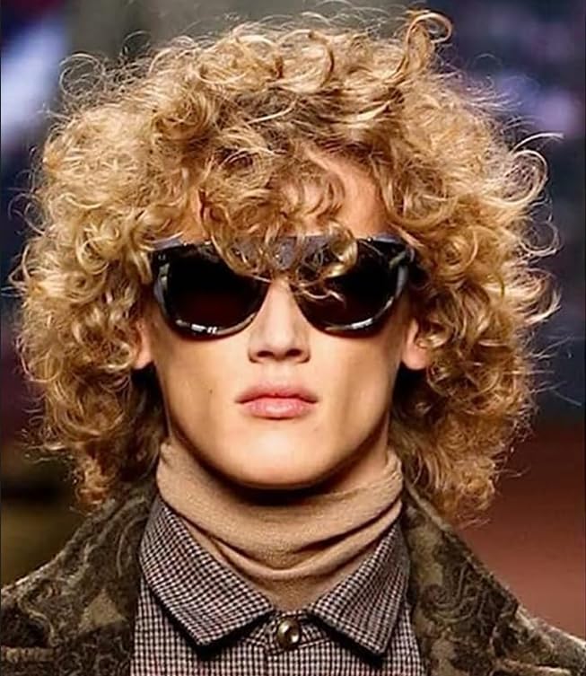 Salaibs Blonde Short Curly Wigs for Men Synthetic 70s 80s Afro Disco Wig Natural realistic Fluffy Male Hair Wig for Daily Party (Blonde)