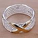 BOHG Jewelry Womens Fashion Silver-Plate Wide Fashion Gold X Criss Cross Love Eternity Ring Wedding Band Size 8
