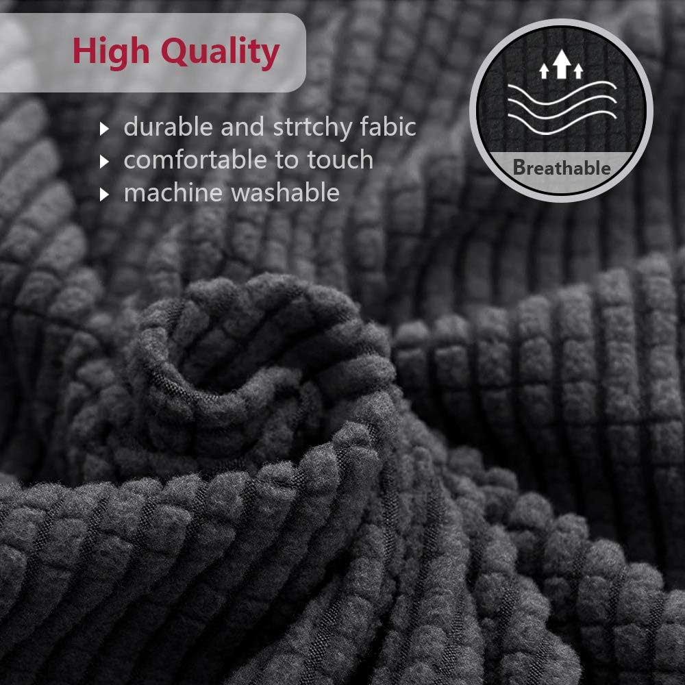 iCOVER Chair Sofa Slipcover, One Piece High Stretch Armchair Couch Cover, Machine Washable Spandex Jacquard Fabric, Bottom Elastic Easy to Install, Non-Slip Furniture Protector,Black: Home & Kitchen