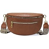 PU Leather Fanny Pack Crossbody Sling Bag for Women - Trendy Belt Bag with Adjustable Strap, Lightweight for Travel Daily Use (Zipper - Brown)