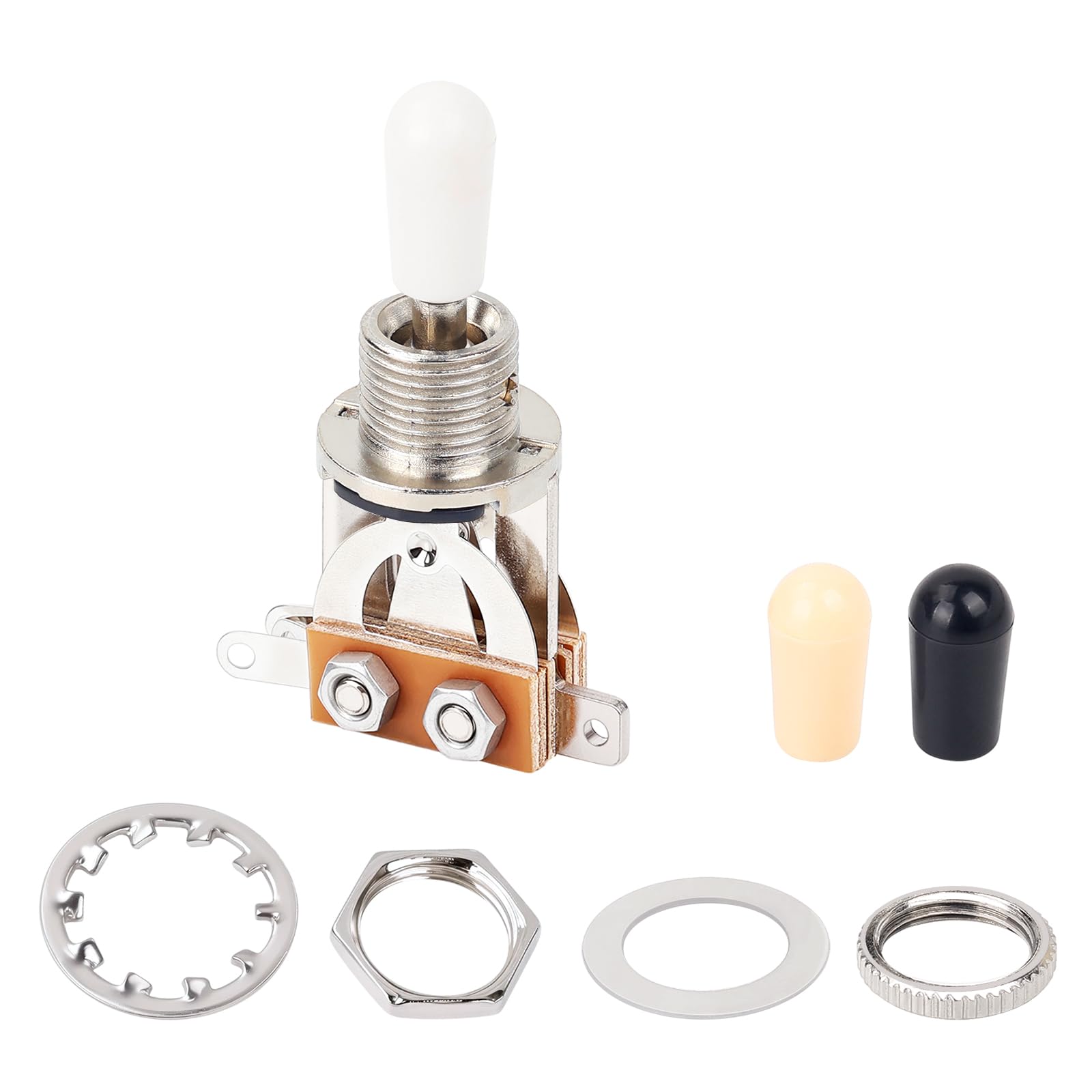 Banworks Metric 3-way Toggle Switch Pickup Selector Switch for Epiphone EPI LP Les Paul Style Guitar JT/DWQ-01 Chrome with White Tip — image 1