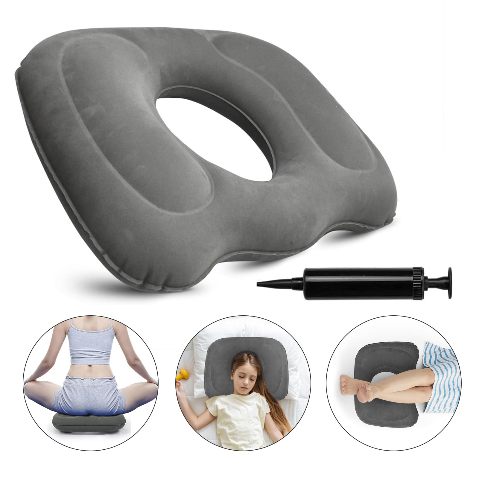 Winuoyang Donut Cushion, Inflatable Hemorrhoid Cushion Ring Pillow for Pressure Relief Donut Seat Pillow for Pregnancy, Coccyx, Pressure Sores, Postnatal, Sciatica