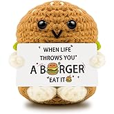 AICHPVOY Positive Crochet Burger Inspirational Gifts Emotional Support Funny Gifts for Women Cute Desk Decor Unique Birthday Gift