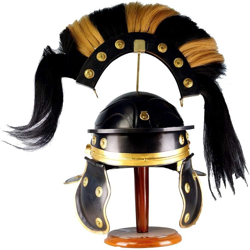 Historical Handicrafts Medieval The Classic Greek Corinthian Helmet with Long Black and Brown Plume