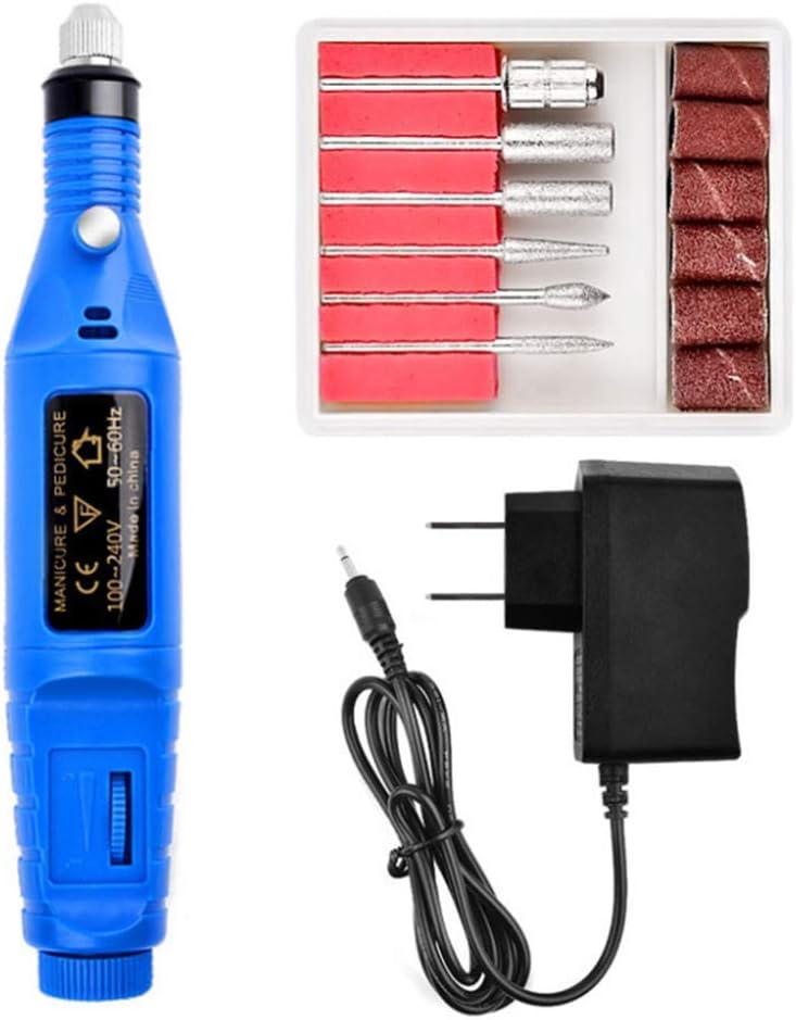 Electric Nail File, Nail Drills for Acrylic Nails, Nail File Nail Tips Manicure Pedicure Machine set, Acrylic Nail Tools, Professional Portable Electric Nail Kit, Blue