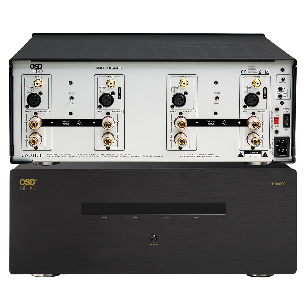 OSD Audio Nero HTA4200 Multi Channel (4X) 200W/Ch Home Theater Amplifier, Bridgeable 300W/Ch