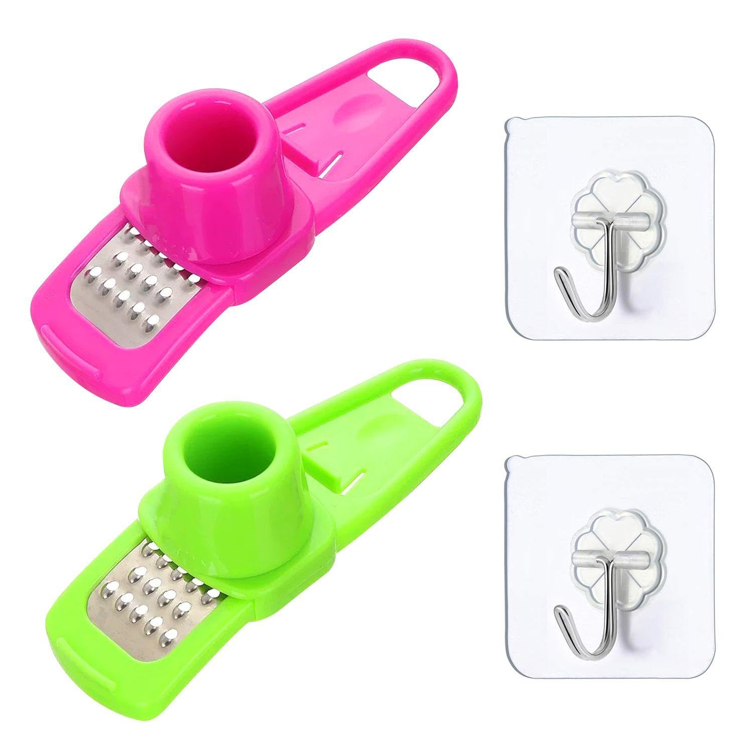 2 Pieces of Garlic Graters, 2 Pieces of Transparent Hooks, Garlic Grater, Creative Mini Grater, Kitchen Gadgets