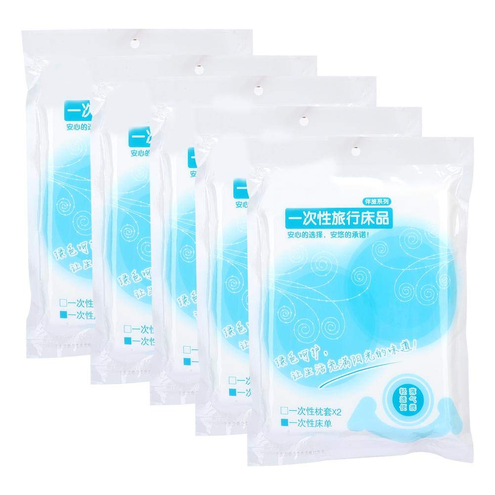 ANGGREK Children's Sheet Pillowcase Sets, 5pcs 120 x 200cm Disposable Bed Sheets Bed Cover Portable Outdoor Hotel Bedding Supplies