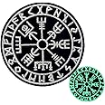 Glow in Dark Vegvisir Viking Compass Norse Rune Patch, Funny Meme Morale Patch, Moral Patch, Military Patch, Hook and Loop, Emblem for Tactical Backpacks Clothing Jeans Hats Bags Helmets Jersey Vest
