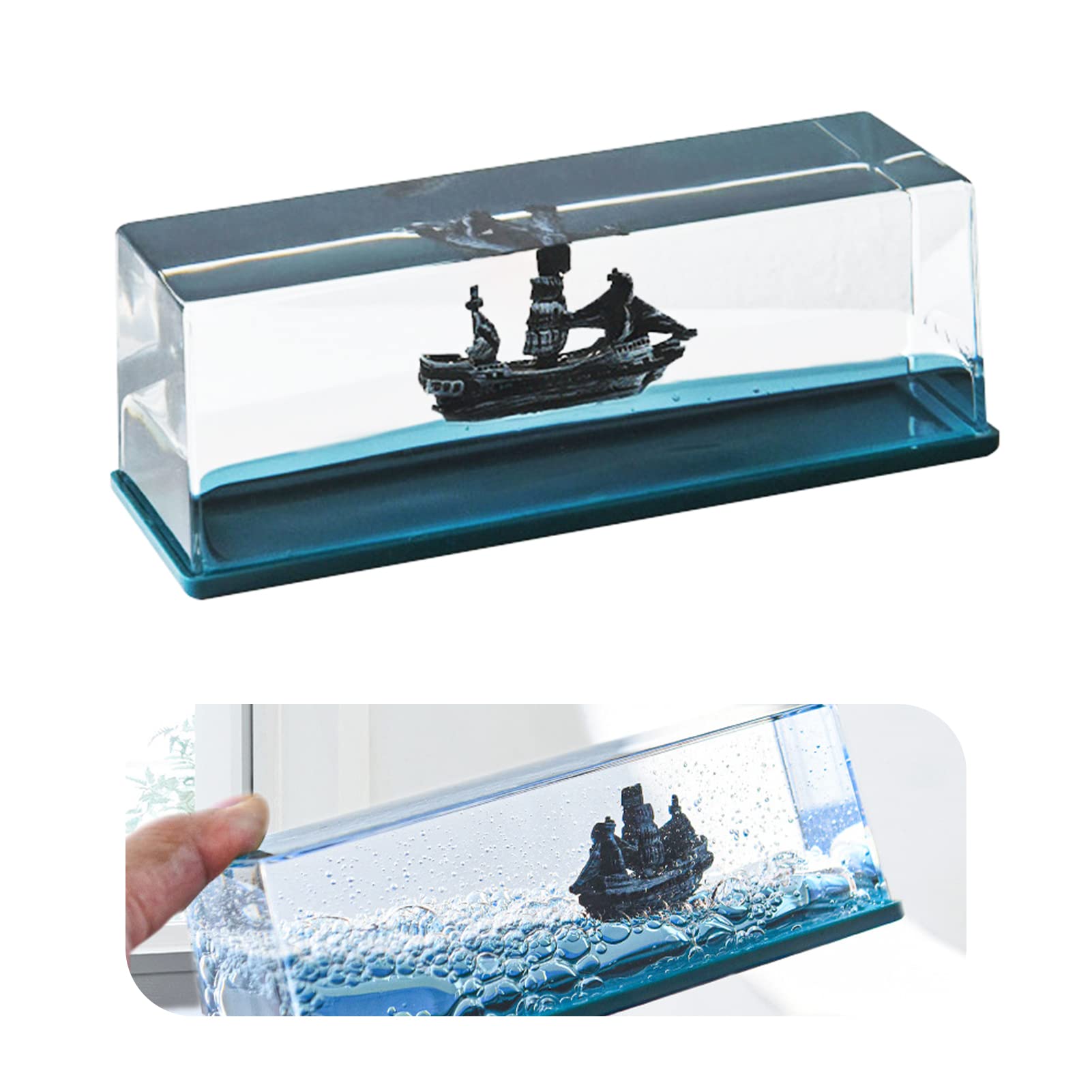Tuzsocr Fluid Drift Ship,Unsinkable Titanic Ship,Titanic Toy Gift,Black Pearl Pirate Boat,Acrylic Cruise Model,Fluid Drift Bottle,Stress Relief,for Office Home Decoration,Boys Girls Gifts (Style 2)