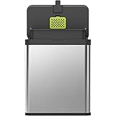 EKO Kitchen Compost Bin, 7L / 1.85 Gal Stainless Steel with Removable Inner Bucket and Deodorizer Compartment, 2-in-1 Countertop Compost Bin with Lid, Food Waste Caddy for Kitchen (MMT & Black Finish)