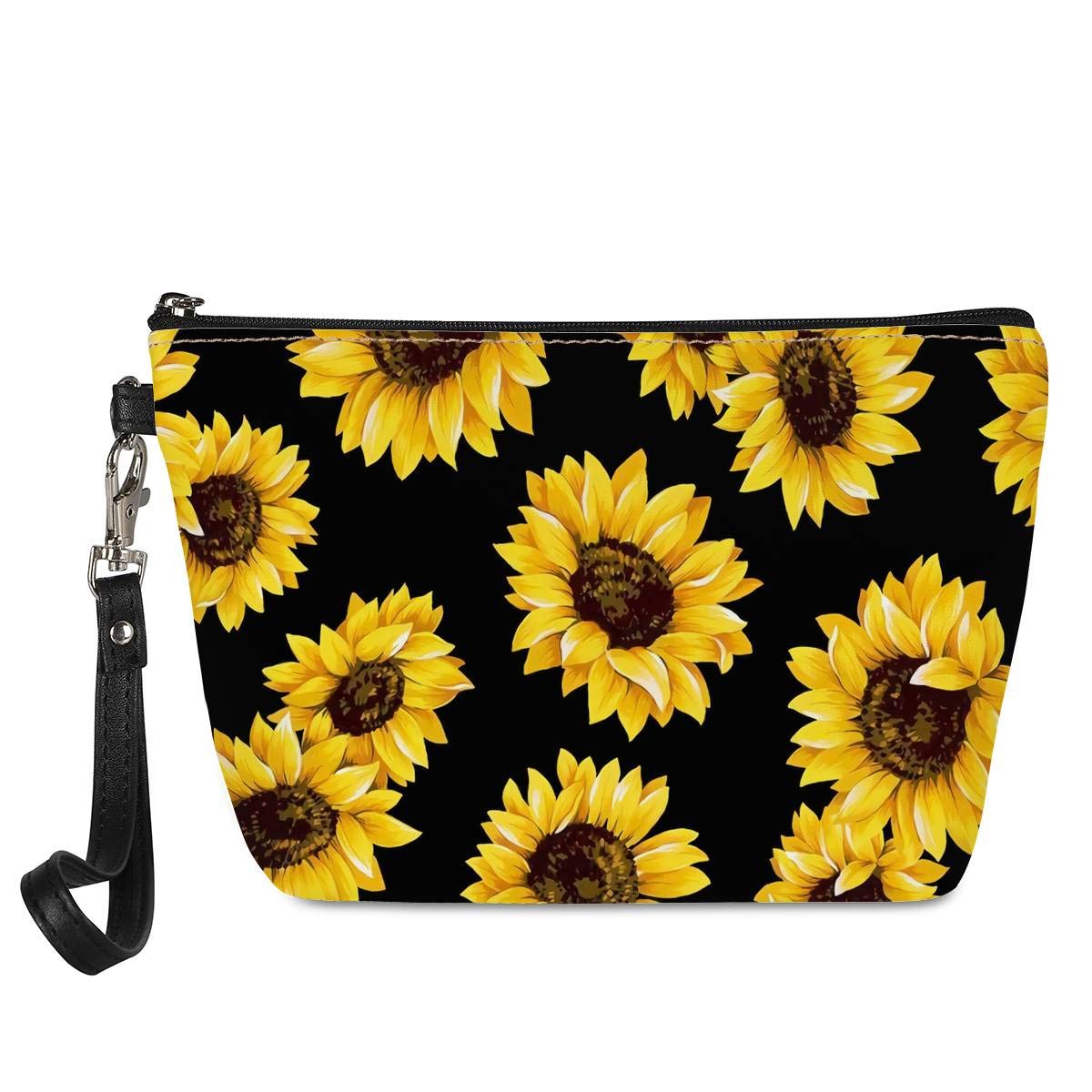 spArt Women Girls Sunflower Makeup Pouch Holder Cosmetic Bags Organizer Daily Toiletry Purse Case Birthday Gift