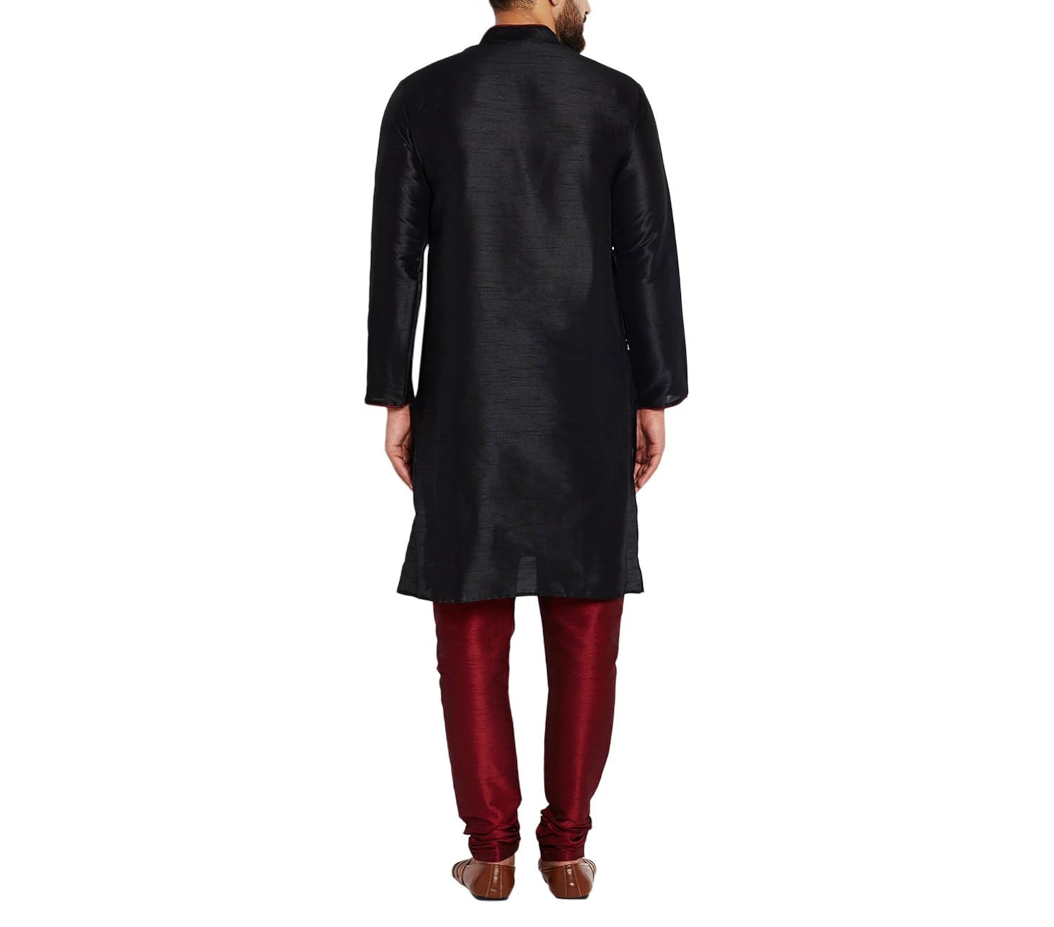 sojanya (since 1958) men's dupion silk kurta & churidaar pyjama with contrast detailing