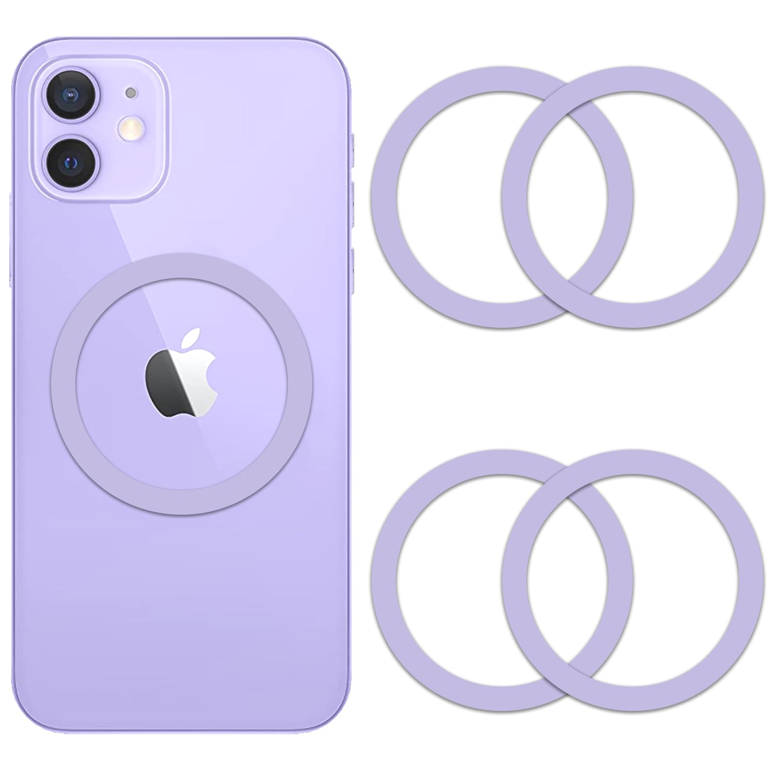 Python Trend One Metal Ring Compatible with MagSafe Sticker Designed for iPhone 12~17, Circle Magnetic Magnet Adapter Rings for Phone Case (Lavender)