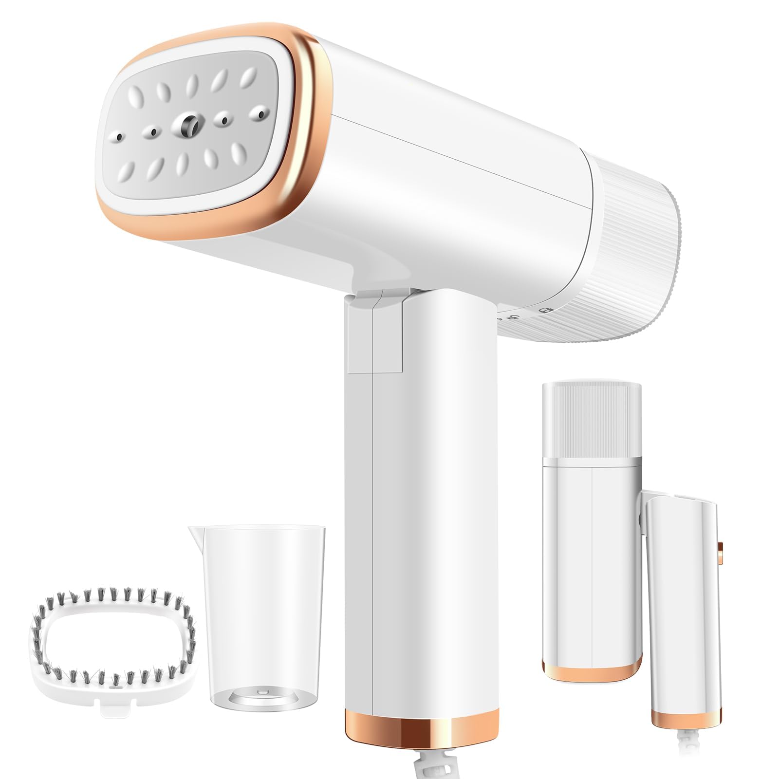 IVYARD Handheld Clothes Steamer, Travel Steamer mini for Clothes, Garment Steamer for Clothes with 1000W Fast Heat Fabric Wrinkles Remove with Brush For Home Business Trip, middle, White