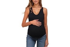 UNCLECAT Women's Maternity Tank Tops Summer V-Neck Sleeveless Pregnancy Clothes Casual Basic Shirt