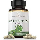 Florida Herbal Pharmacy, Wild Lettuce Leaf Extract Supplement Capsules 10:1 (120 Capsules) 500 mg per Capsule, 1000 mg Serving