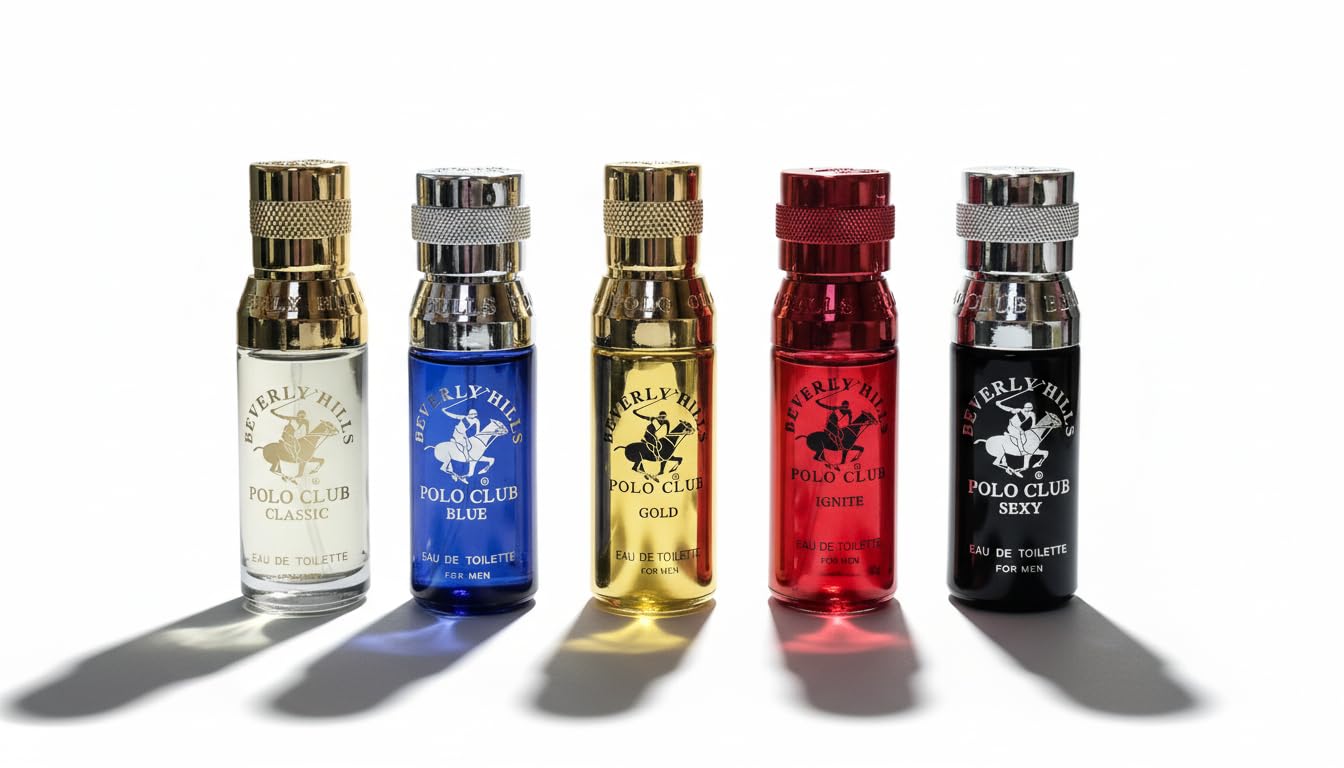 Beverly Hills Polo Club 5 Piece Mini Gift Set Exclusive for Men, EDT Eau De Toilette 5 Mini 0.5oz Bottles
