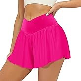 FireSwan Crossover Athletic Shorts for Women 2 in 1 Flowy Running Shorts with Pockets Spandex Butterfly Workout Tennis Skorts