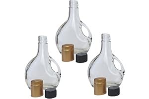 Cornaby's Clear Glass European Styled Bottles - Set of 3, 8oz w/Lid & Gold Seal | Perfect for Gourmet Gift Giving, Salad Dressings, Homemade Juice storage, Oil Cruet, Syrup Dispenser, DIY Project