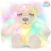 Athoinsu Light up Angel Teddy Bear Stuffed Animal LED Night Light Glowing Plush Toy Mother's Day Birthday for Toddler Kids, 16'', White