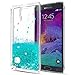 Note 4 Case,Galaxy Note 4 Case with HD Screen Protector for Girls Women,LeYi Cute Shiny Glitter Moving Quicksand Liquid Clear TPU Protective Phone Cover Case for Samsung Galaxy Note 4 ZX Turquoise