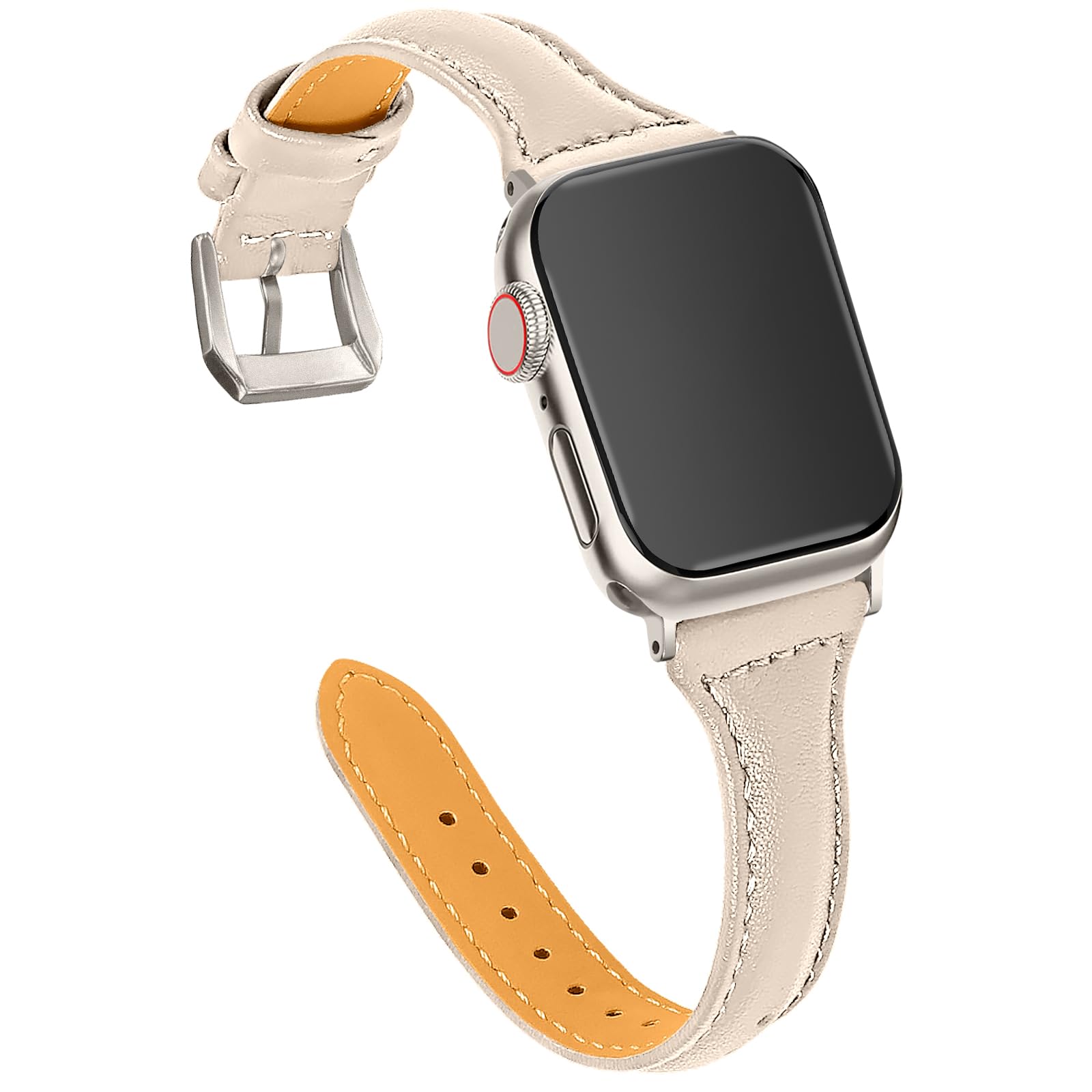 Photo 1 of OULUCCI Leather Band Compatible with Apple Watch Bands for Women 38/40/41/42/44/45/46/49mm Top Grain Classic Slim Leather Strap for iWatch Series 10/9/8/7/6/5/4/3/2/1/SE/Ultra 2