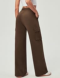 IUGA Fleece Cargo Sweatpants for Women Wide Leg