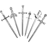 12 PCS Sword Bookmark Set - Metal Mini Swords Charms for Men, DIY Necklace Sword Keychain & Reading Accessories, Vintage Antique Gift for Book Lovers