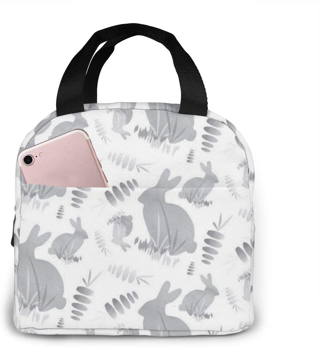 Portable Insulated Lunch Bag Easter Bunny Rabbit Animal Print- Printed Lunch Bag Tote For Women Adult Lunch Box