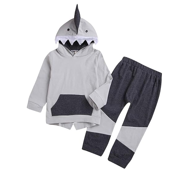 LEXUPE Baby Kleidung Mädchen, Kleinkind Kids Shark Hoody Top Hosen Hose Set TrainingsanzüGe Kleidung