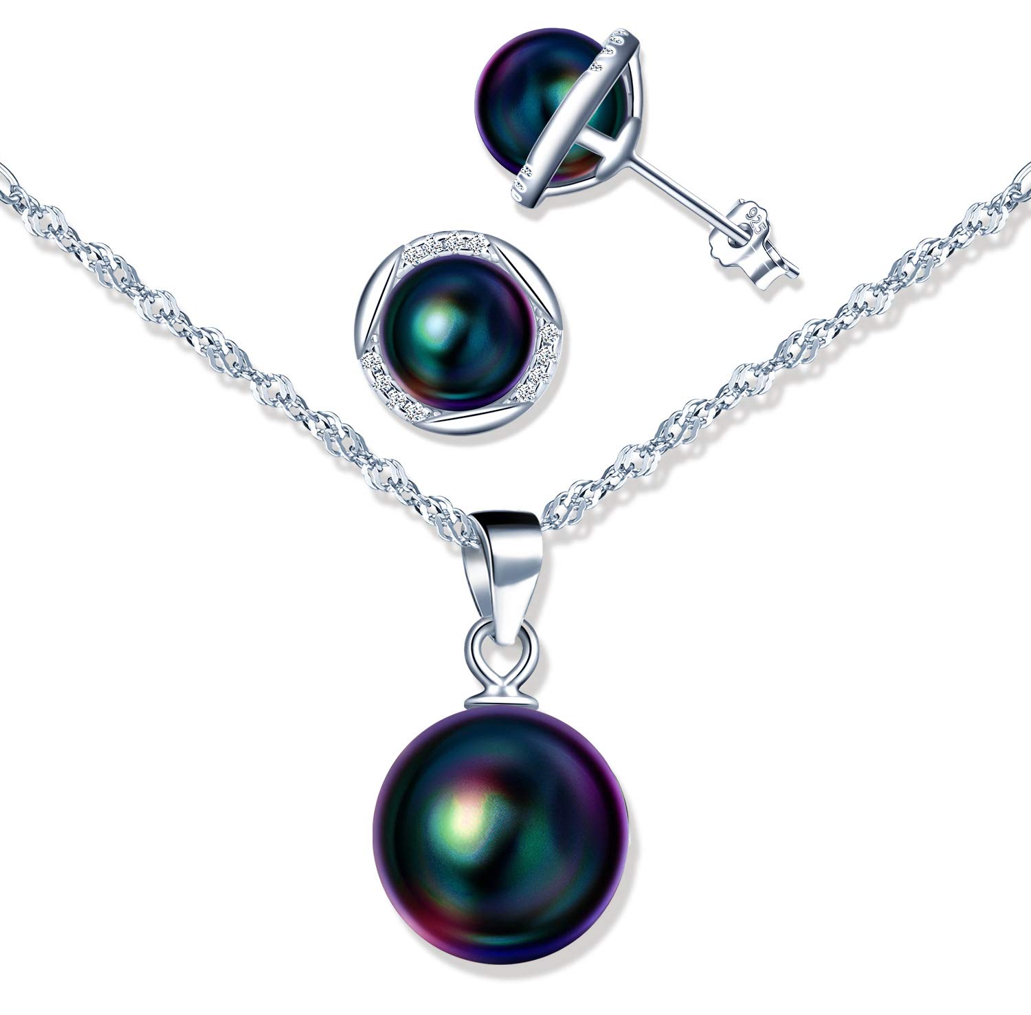 Yumilok Pearl Earrings Necklace Set for Women Girls Jewelry Sets for Bride Wedding