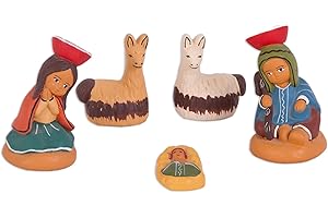 NOVICA Artisan Handmade Ceramic Nativity Scene Andean from Peru Multicolor Holiday Decor 'Cuzco Birth'