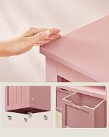VASAGLE Toy Storage Unit Candy Pink 3 Drawers Wardrobe with Wheels 60 cm view 5