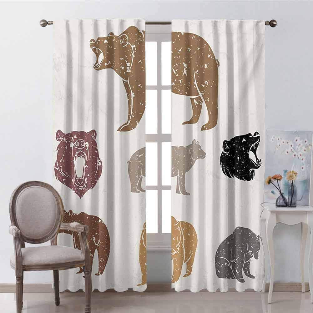 Bear Room darkened curtain Different Bears with Grunge Design Growling