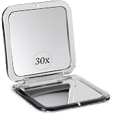 MIRRORVANA 30X Compact Magnifying Mirror, Handheld &amp; Foldable, 3.3" (Black) | Travel Lightweight Mini Pocket-Sized Magnified Mirror for Precise Tweezing, Skincare &amp; Makeup - Ideal for Purse, Handbag Use
