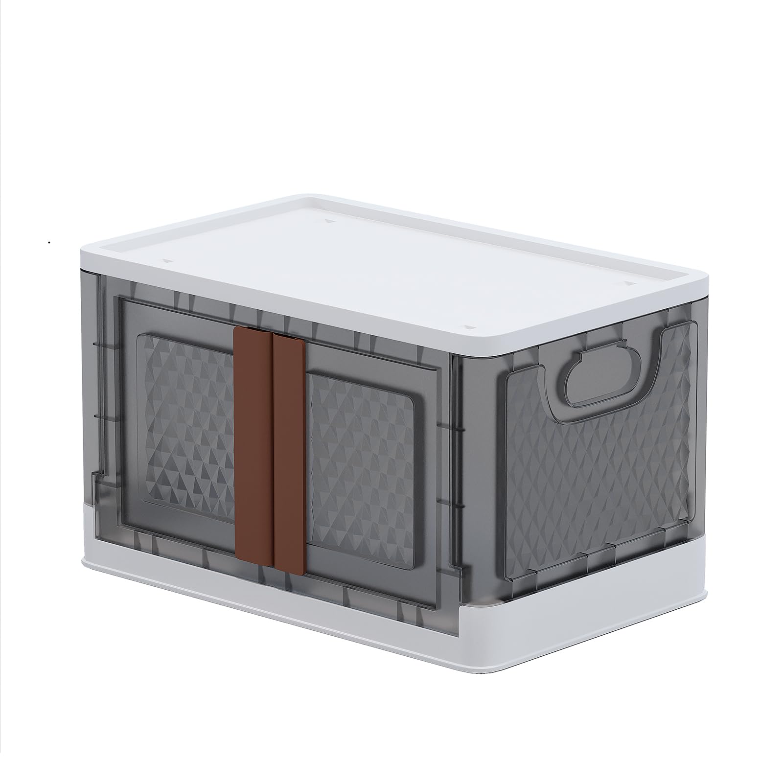 Photo 1 of Meberam  Stackable Storage Bin with Lid, 8.5 Gallon Collapsible Closet Organizer, Folding Cases for Home, Office and Dorm,Brown