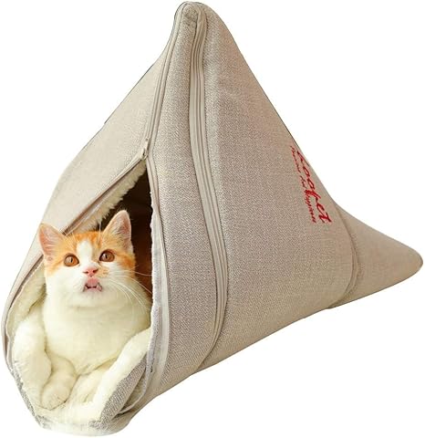 Amazon Co Jp 四季ペット巣囲いペット寝袋屋内暖かい猫ベッド庭猫のテントマルチファンドッグハウスペットギフト Color Khaki Size 45 45 47cm ホーム キッチン