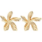 Flower Earrings for Women, Cute Flower Plumeria Earrings, Bohemian Hawaiian Flower Stud Earrings Hypoallergenic, Double Flower Floral Petal Earrings Studs, Flower Clusters Earrings