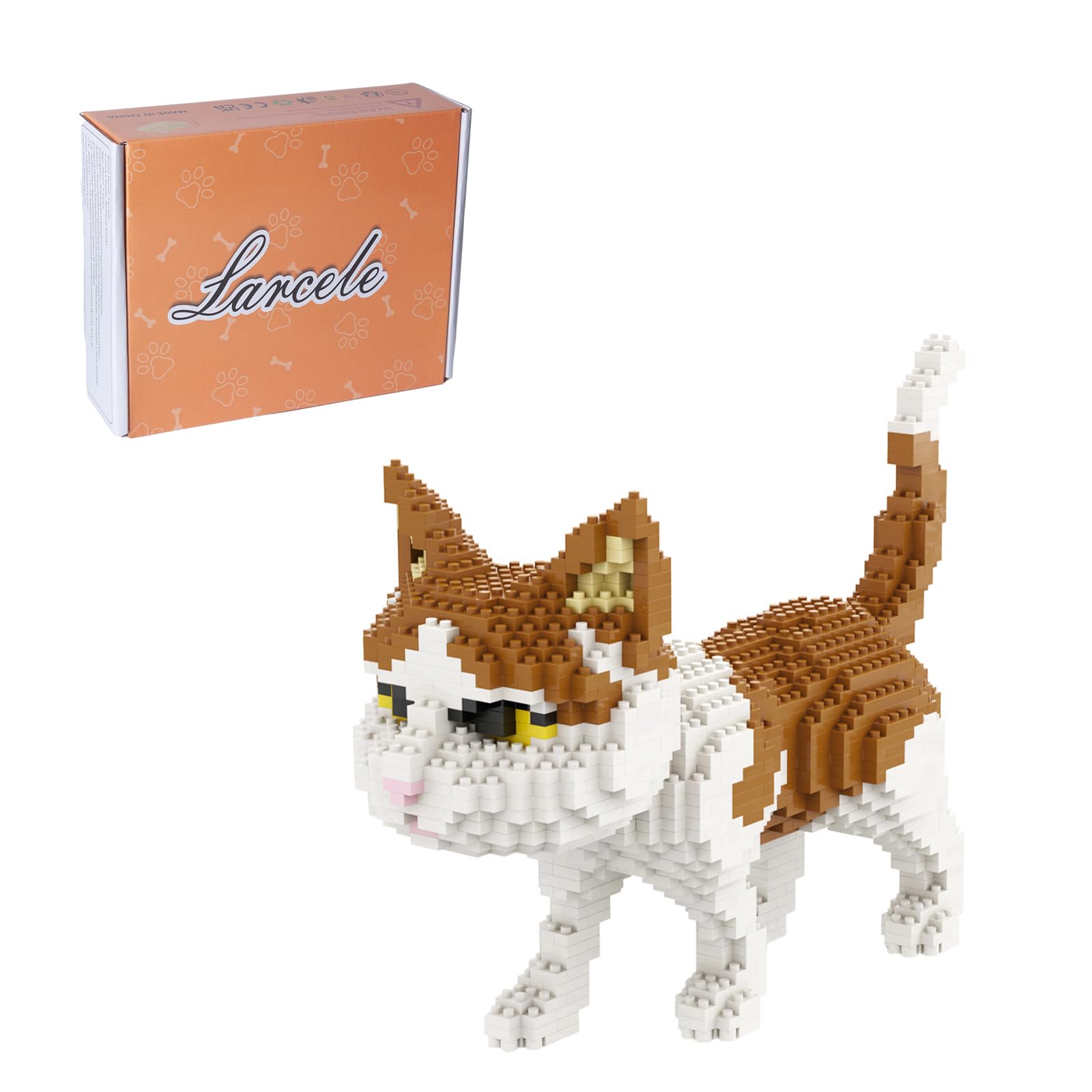 Larcele Micro Building Blocks Animal Set, DIY Mini 3D Building Toy Bricks,1390 pcs KLJM-05 (Cat, Model 4945)