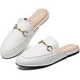 Minorsu Women's Black Animal Print Buckle Mules - Memory Foam Insole - Low Heel - Casual Mule Shoes