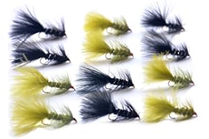 Outdoor Planet 12 Pieces Top Rating Dry/Nymph/Streamer Fly Fishing Flies Trout Fly Assortment