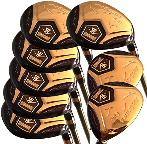 Japan WaZaki 14K Gold Finish Cyclone 4-SW Mx Steel Hybrid Irons Golf Club Set+Headcover (Regular Flex,Gold Graphite Shaft,Right Handed,Pack of 16)
